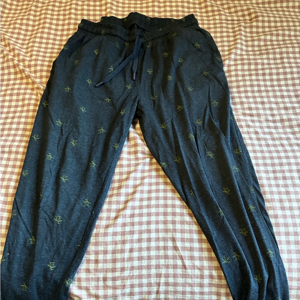 Original Penguin Charcoal Lounge Pants with Olive Accents